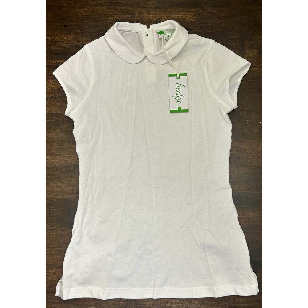 Hedge Cassandra Shirt Womens Small White Polo Short Sleeve Cotton Golf $110